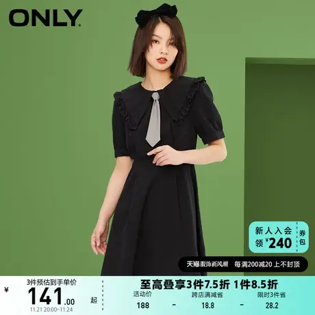 ONLY奥莱夏季甜美领带A字收腰娃娃领短裙连衣裙女图片