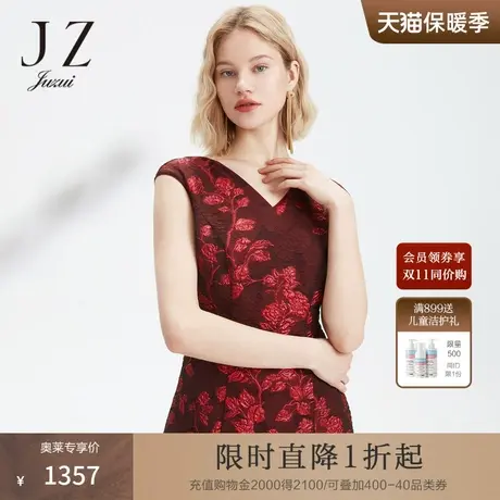 JZ玖姿女装夏中长新款无袖收腰显瘦气质礼服连衣裙图片