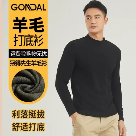 冬季纯色简约百搭冠得商务羊毛衫多色男士锁温外穿内搭男士厚单衫图片