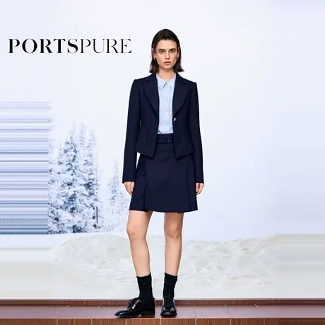 商场同款 宝姿PORTSPURE女装2025秋季新品优雅经典A字半身短裙图片