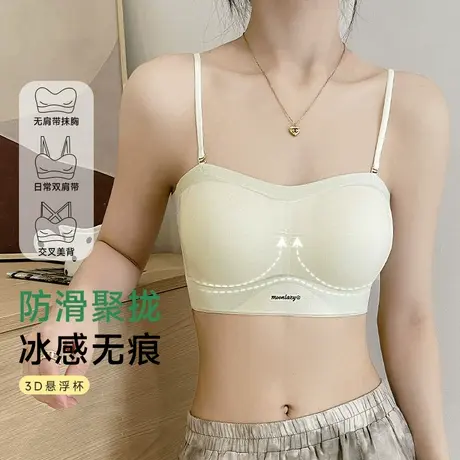 内衣女士胸罩吊带背心文胸无肩带抹胸文胸美背聚拢小胸无痕无钢圈图片