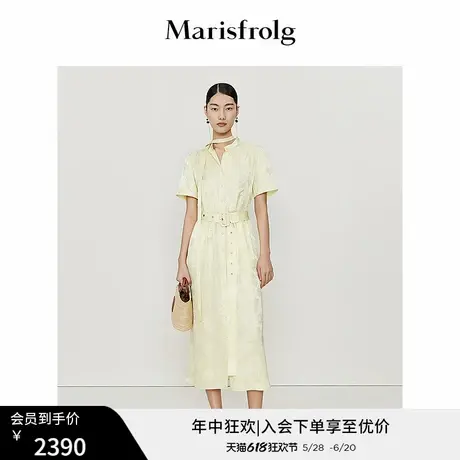 【艺术匠坊】玛丝菲尔夏季新款高级感时尚真丝提花衬衫式连衣裙图片