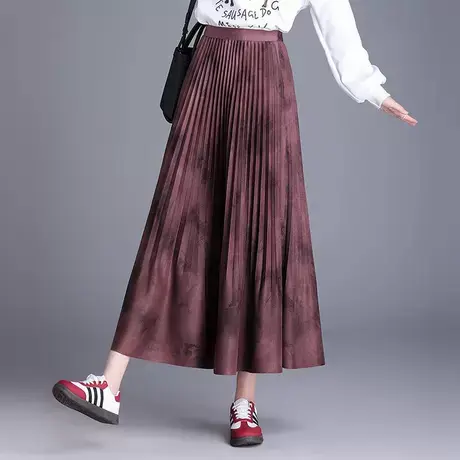 印花百褶裙半身裙女春季2025新款a字裙垂感遮胯气质单层国风长裙图片