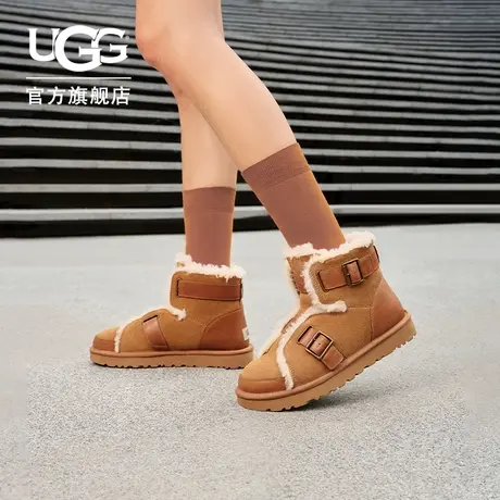 UGG冬季男女同款平底溢毛休闲靴舒适时尚搭扣雪地靴 1119431图片