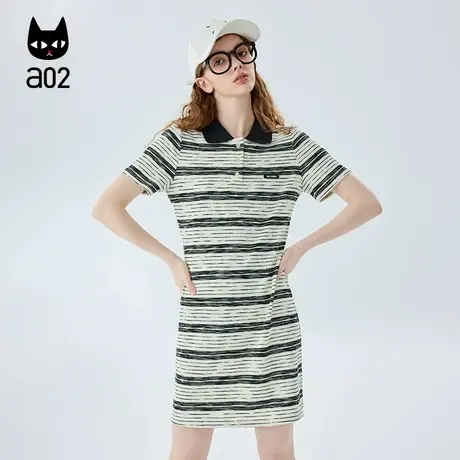 a02条纹显瘦连衣裙女夏季2025新款女装衣服裙子中长裙设计师款图片