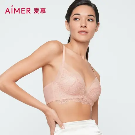 爱慕内衣女红品小胸聚拢蕾丝透气隐孔杯无钢圈bra文胸罩AM177611图片