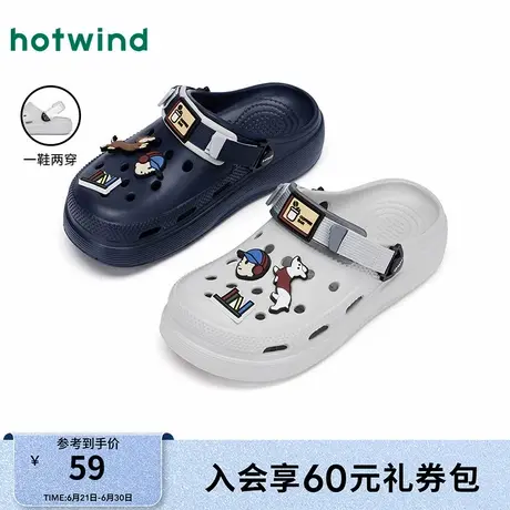 【晚心联名】热风男鞋2025年夏季新款外穿拖鞋包头凉拖沙滩洞洞鞋图片