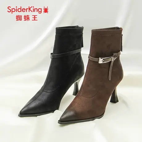 SPIDER KING/蜘蛛王正品女时装靴2025秋新款单里中筒时尚尖头高跟商品大图