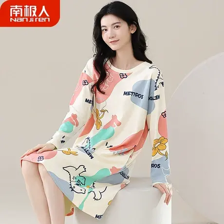 纯棉睡裙女春秋款 长袖 女士孕妇秋冬款梦幻睡衣女款2024新款春款图片