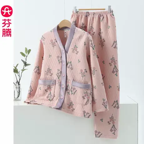 芬腾日系空气棉睡衣女士纯棉冬季夹层甜美卡通加厚学生休闲家居服图片
