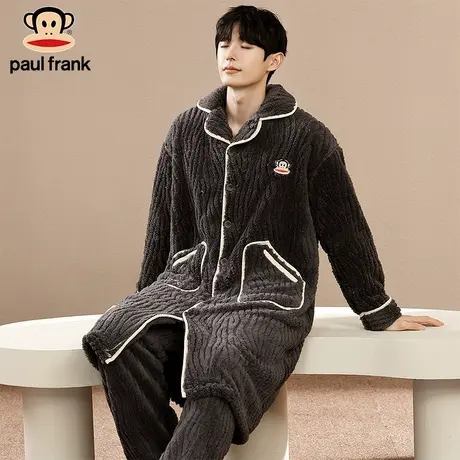大嘴猴paul frank法兰绒男士家居服休闲加厚加棉男士睡衣套装冬款商品大图