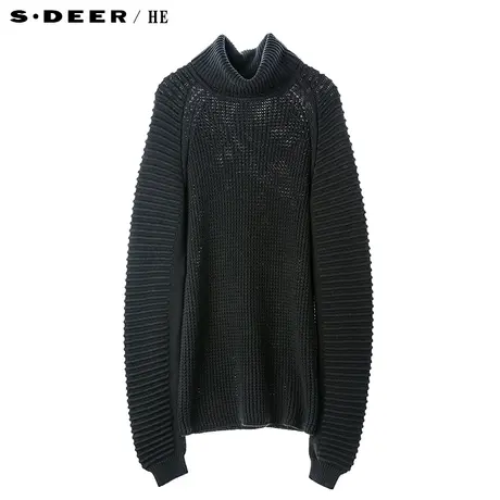 sdeerhe圣迪奥男前卫个性立体纹理插肩袖高领设计针织衫H16373592图片