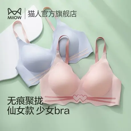猫人内衣女大胸显小胸聚拢文胸收副乳防下垂柔软无痕性感少女胸罩图片