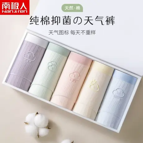 南极人女士内裤女纯棉抗菌裆薄款中腰无痕透气全棉裆少女生短裤头图片