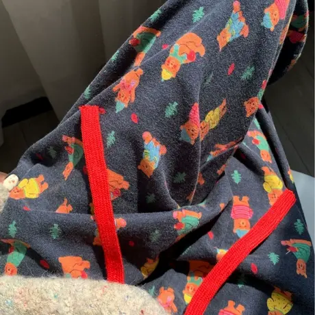 秋冬上新黑底小熊全棉磨毛拉绒睡裤柔软亲肤休闲家居裤图片