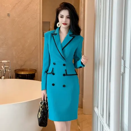 OL通勤职业高级感西装连衣裙女秋冬高腰显瘦工作装气质长袖包臀裙图片