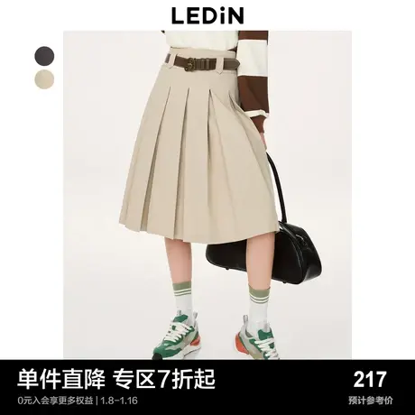 乐町西装半身裙春季低腰百褶长裙C3GFD1201图片