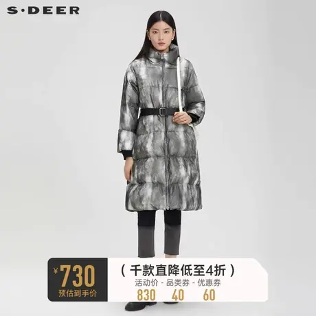sdeer圣迪奥冬装女装时尚高领收腰长款羽绒服S22482404商品大图