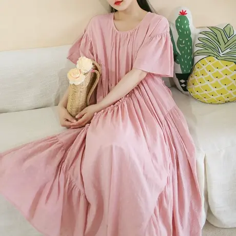 胖妹妹夏季2023法式不规则拼接设计风连衣裙 加大码新款宽松长裙图片