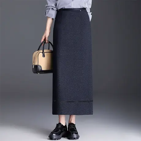 直筒牛仔长裙女2025秋季新款松紧高腰包臀半身裙气质通勤一步裙子图片