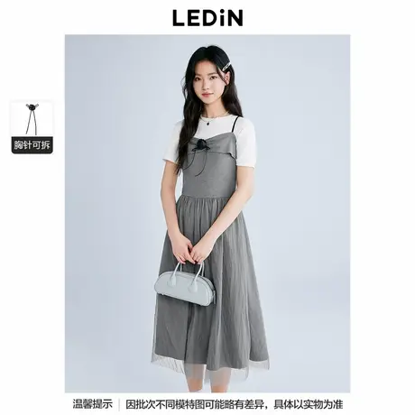 【商场同款】乐町拼接款吊带连衣裙女2025夏季新款裙子C1FAF2159图片