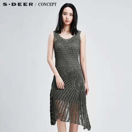 sdeer 圣迪奥女装简约纯色针织连衣裙S16281271图片