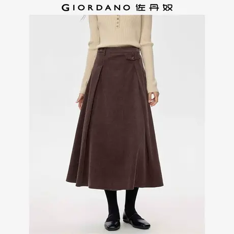 佐丹奴裙子女秋冬新款纯棉灯芯绒复古a字裙大摆半身长裙13465865图片