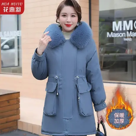 妈妈羽绒棉服洋气厚大衣50岁中老年女冬装棉衣冬季棉袄中长款外套商品大图