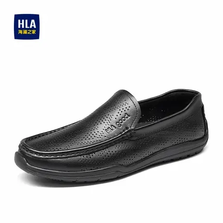 HLA/海澜之家男鞋新款秋夏季休闲百搭乐福皮鞋男时尚软底冲孔透气图片