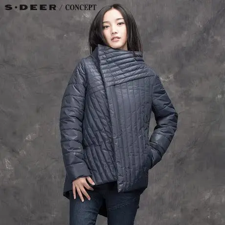 sdeer圣迪奥 女装新款酷感尖摆斜襟棉衣棉服S15482377图片