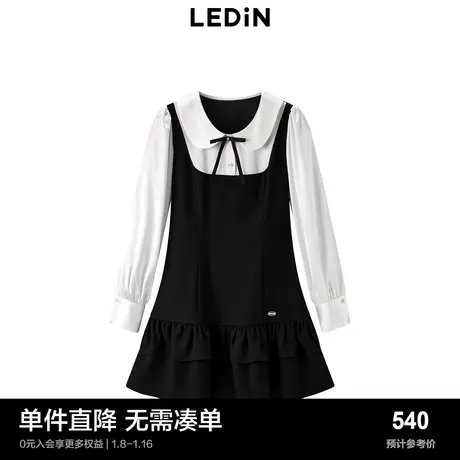 【商场同款】乐町撞色拼接衬衫裙秋冬新款甜美娃娃裙C1FAD4211图片