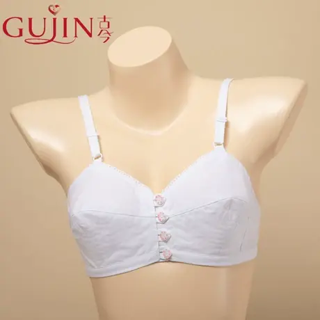 古今内衣女全棉布无钢圈文胸中老年人前扣上海老式纯棉旗舰店胸罩图片