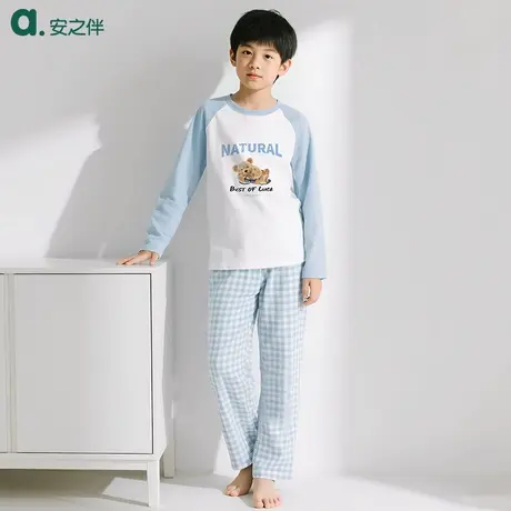 安之伴童装100%纯棉睡衣10A抗菌长袖套装儿童春秋可外穿家居服图片