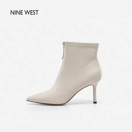 Nine West/玖熙短靴女高跟2023年秋冬新款细跟前拉链复古简约靴子图片