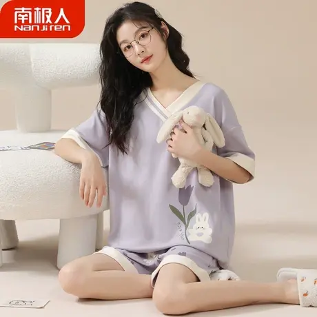 睡衣女夏天女款夏季2023年新款纯棉短袖女士套装花朵家居服春秋款图片