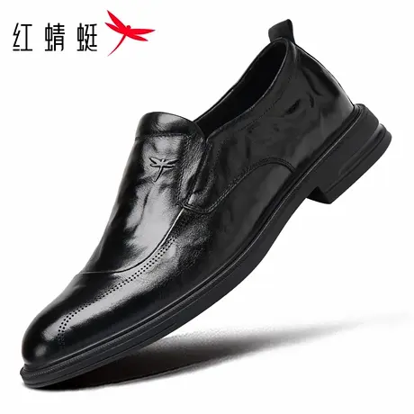 红蜻蜓男鞋新款鞋子男士尖头休闲一脚蹬套脚皮鞋男款商务正装真皮图片