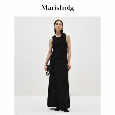 【精简衣橱】Marisfrolg玛丝菲尔春黑色长款无袖连衣裙图片