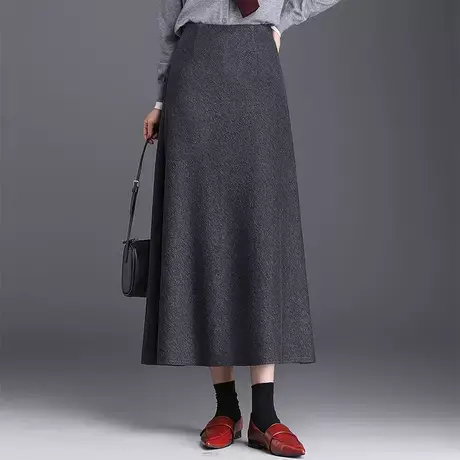 简约高级感毛呢半身裙女秋冬2025新款高腰垂感显瘦a字裙气质长裙图片