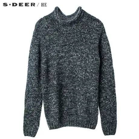 sdeerhe圣迪奥混色针织纹理个性卷边造型领口时尚针织衫H15473537图片