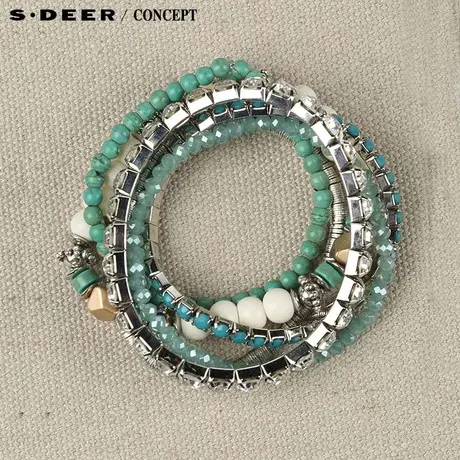 【新品】sdeer圣迪奥清新光泽感松紧组合手链52843A3商品大图