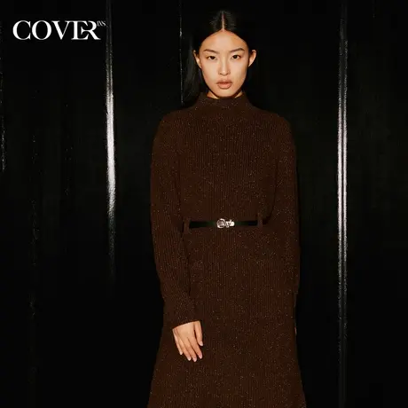 COVER冬季美丽诺羊毛收腰连衣裙图片