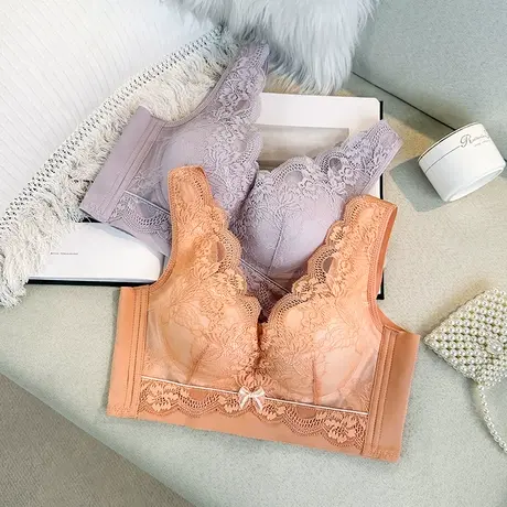 小胸聚拢收副乳无钢圈文胸上托防下垂性感蕾丝背心式内衣女调整型图片