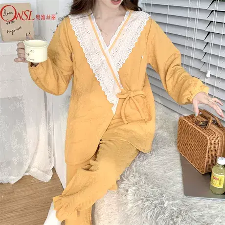 空气棉月子服秋冬产后加厚11月份哺乳孕妇睡衣冬季怀孕期图片