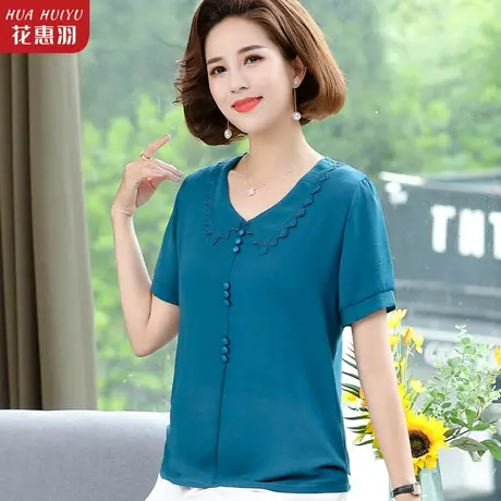 雪纺衫女气质2023新款时尚小衫夏季时髦上衣中年夏装短袖妈妈衣服商品大图