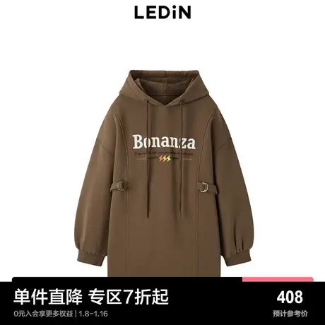 【商场同款】乐町休闲连帽卫衣裙秋冬新款宽松直筒裙C2FAD4111图片