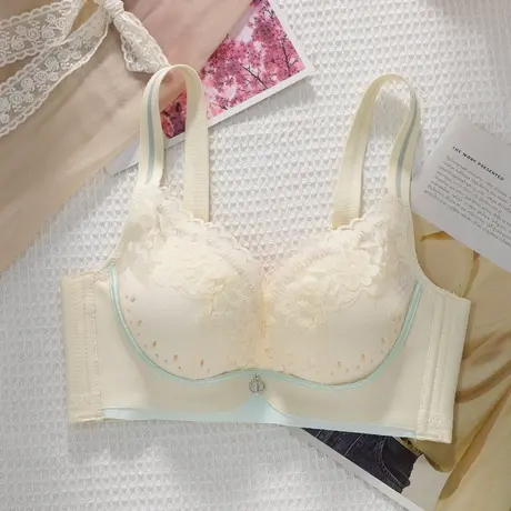 文胸薄款透气收副乳防下垂上托无钢圈蕾丝正品夏季小胸聚拢内衣女图片