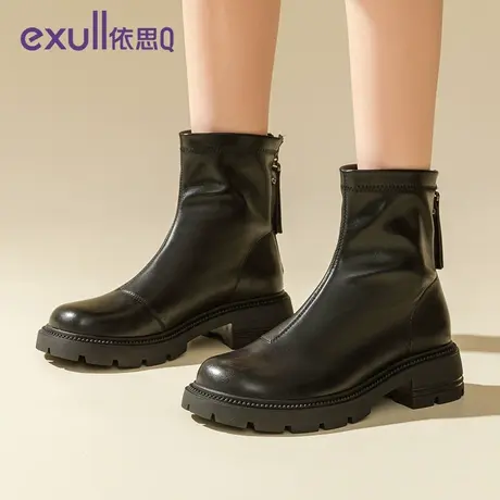 依思Q厚底加绒马丁靴女2023年新款秋冬季保暖百搭ins英伦风时装靴图片