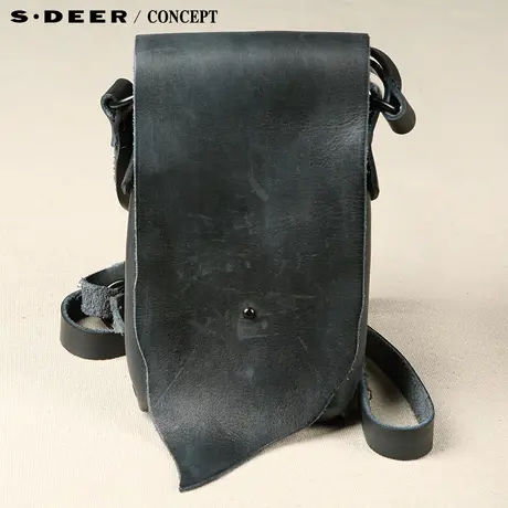 【新品】sdeer圣迪奥正品设计感扣眼搭袢牛皮单肩女包S15183893商品大图