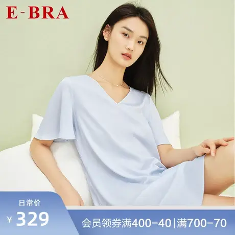 安莉芳旗下E-BRA薄款短袖睡裙女长款宽松喇叭袖睡衣家居服KL00103图片