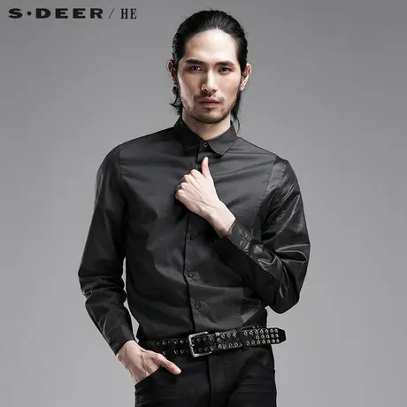 sdeerhe圣迪奥男装都市时尚风简约科技感拼接长袖衬衫H15170595图片